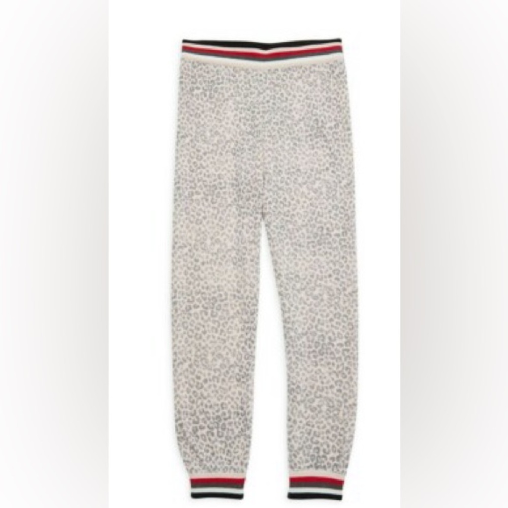 Splendid Pink and Gray Leopard Lounge Pants with Striped Waistband